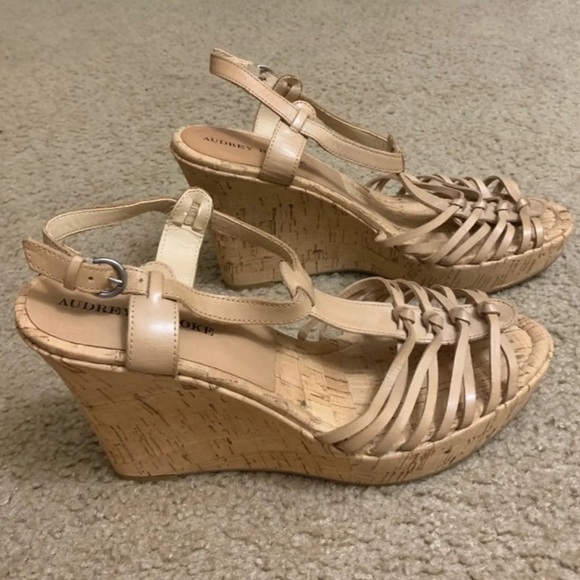 Womens Audrey Brooke Nude Wedges - Picture 2 of 5